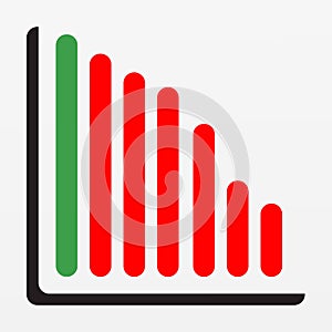 Bull and bear market chart, graphic falling down. Financial and economic crisis. Vector illustration.