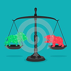 Bull and bear market. concept of stock market exchange or financial. vector illustration