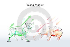 Bull and bear stock Exchange low poly