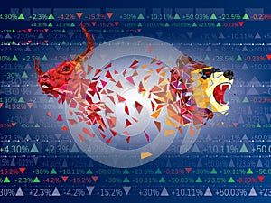 Bull and Bear symbols on stock market vector illustration. vector Forex or commodity charts, on abstract background. The symbol o