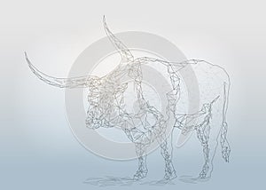 Bull buffalo isolated from low poly wireframe