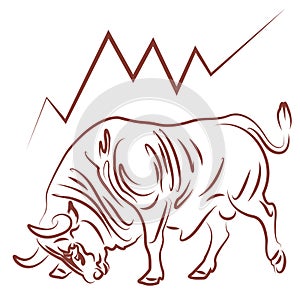 Bull and bullish stock market trend photo