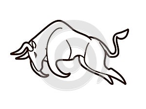 Bull charging, Bull attack graphic vector