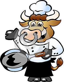Bull Chef Cook holding a Pan photo