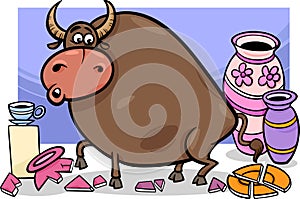 Bull in a china shop cartoon
