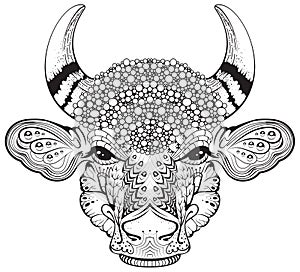 Bull cow absrtact head symbol of year 2021 to Chinese calendar