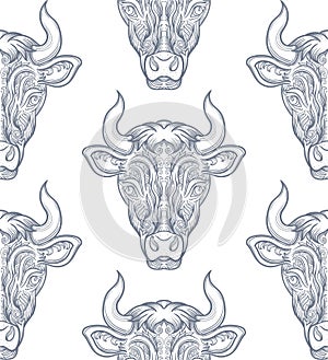 Bull decorative pattern ellement.