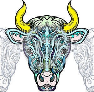 Bull with decorative pattern ellement.
