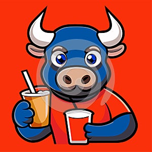 bull drinks a cocktail
