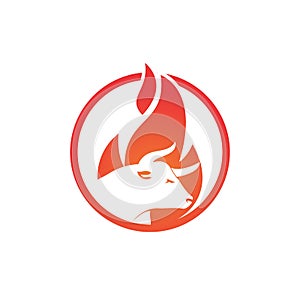 Bull fire vector logo design concept.