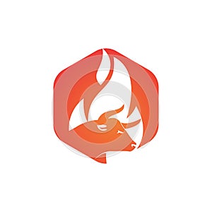 Bull fire vector logo design concept.