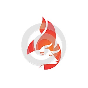 Bull fire vector logo design concept.