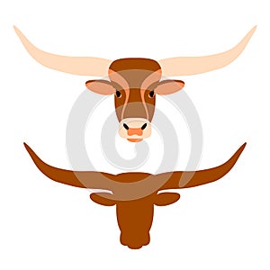 Bull Flat head style vector set