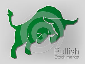 Bull geomatric pattern lowpolygon, Bullish symbols on stock market vector illustration. vector Forex or commodity charts, on photo
