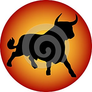 Bull in a gradient circle photo