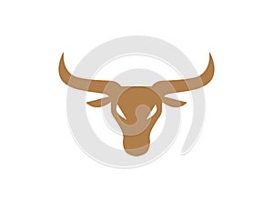 Bull head with angry face and bog horns for logo