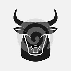 Bull head black silhouette. Farm animal icon