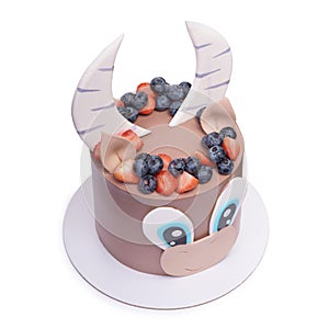 Bull head decorative cake isolated