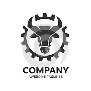 Bull head and Gear Logo Design