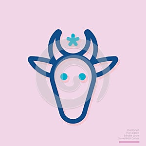 Bull head icon, design element for poster