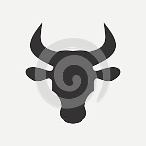 Bull head icon with horns. Vector.