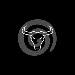 Bull head icon logo isolated on black background