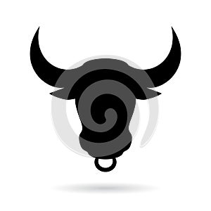 Bull head icon with nose ring