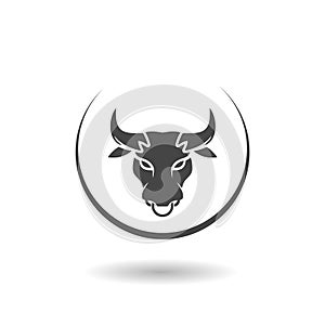 Bull head icon with shadow