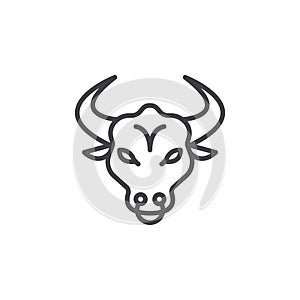 Bull head line icon, outline vector sign