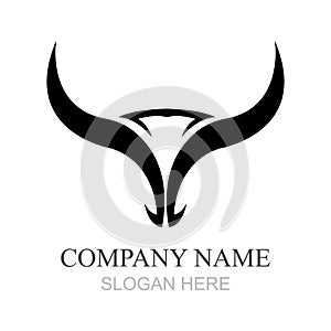 Bull head logo design,Creative bull horns symbol Vector illustration