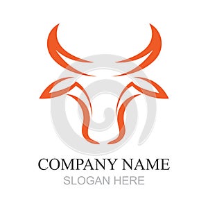 Bull head logo design,Creative bull horns symbol Vector illustration