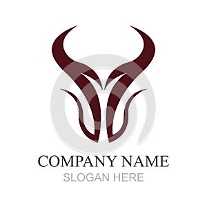 Bull head logo design,Creative bull horns symbol Vector illustration