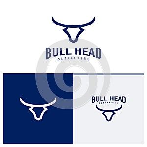 Bull head logo design vector. Bull illustration logo concept