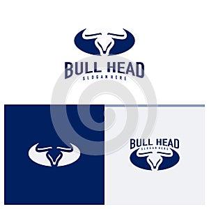 Bull head logo design vector. Bull illustration logo concept