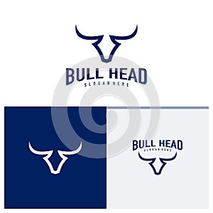Bull head logo design vector. Bull illustration logo concept