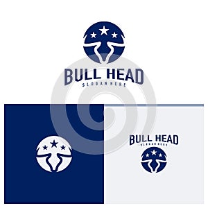 Bull head logo design vector. Bull illustration logo concept