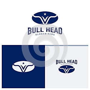 Bull head logo design vector. Bull illustration logo concept