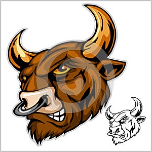 Bull head mascot - vector illustration