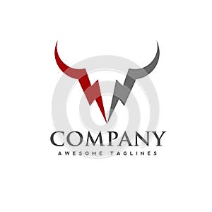 Bull head power vector logo concept illustration