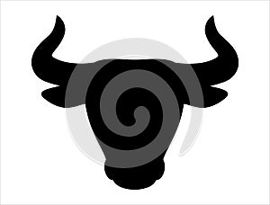 Bull head silhouette vector art white background