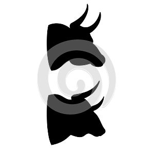 Bull head silhouette vector icons