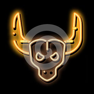 Bull with Horns neon glow icon illustration