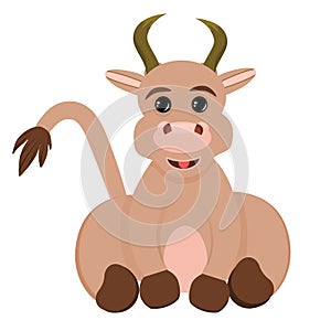 The bull is isolated on a white background. The bull is a symbol of the new year 2021. Vector illustration in a flat