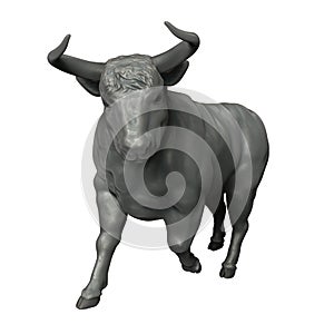 Bull isolated on white background. Result of rendering 3d model