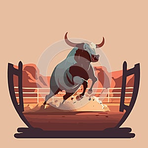 A bull jumps high in the air