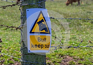 Bull Keep Out Warning Sign