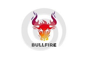 Bull Logo Fire Flaming Design vector Steak House template. Taurus Ox Bizon