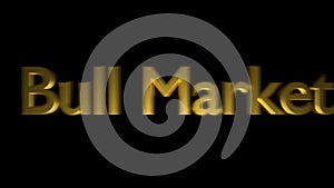 Bull market coaching animation with streaking text in gold letters