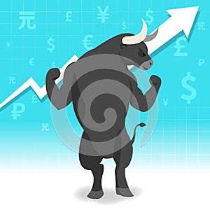 Bull market presents uptrend stock market concept