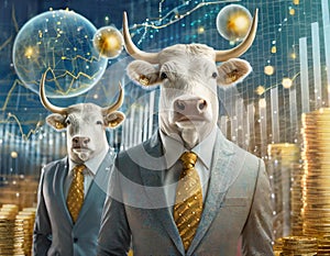 Bull market success - bullish sentiment on trading floor